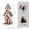 Set of 2 23.5"H Oversized Washed White Distressed Solid Wood 3-Story Villa Decorative Outdoor Garden Birdhouse